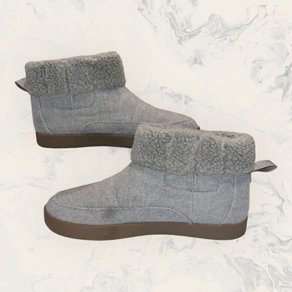 Snauk Roll Top Bootie Faux Fur Soft Stretch Gray Ankle Boots Women’s Size 9 - Picture 4 of 8